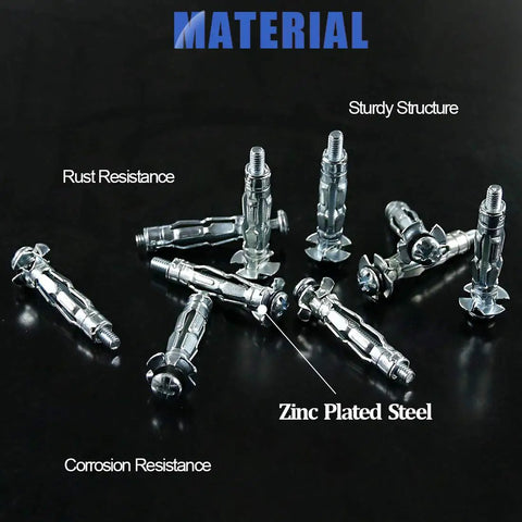 Bulletproof 30 Piece 4X32Mm Heavy Duty Zinc Plated Steel Molly Bolt Wall Anchor Screw Set For Drywall Plaster And Tile Hardware in a close-up view.