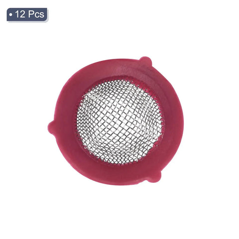 Stainless Steel Hose Filter Washers With Built In Screen For Three Quarter Inch Garden Hose Connectors, 12 Pack Red
