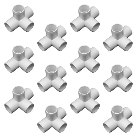 1 Inch PVC Fittings 4 Way 12 Pack Heavy Duty Furniture Grade Elbow Connector For DIY Furniture Frames Shelving UV Resistant Compatible With 1 Inch Schedule 40 PVC Pipe