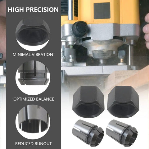 2 Pack Router Collet Replacement Kit One Half Inch Pro Grade Fits Dewalt DW616 DW618 Series and MRC23EVS Models kit