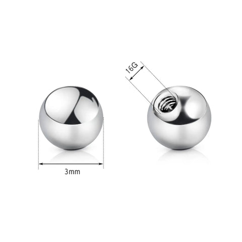 10 Pack 16G Externally Threaded Dope Replacement Balls 3mm For Lip Septum Nose Cartilage Tragus Helix Daith Rook Ear Piercing Jewelry Hypoallergenic Stainless Steel Ends For Body Piercing Barbells, 3mm steel balls