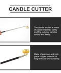 Telescopic Candle Fire Extinguisher With Extensible Copper Wick Snuffer For Home Safety showing copper snuffer with extended reach.