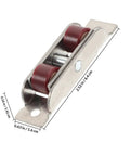 Premium Heavy Duty Stainless Steel Sliding Window Sash Rollers 4 Pack Double Wheel Track Patio Screen Door Pulleys with red wheels.