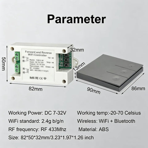 Smart Wifi Linear Actuator Controller Delivering No Sweat Forward And Reverse Control Through A Rock Solid Remote Switch image showing size and specifications