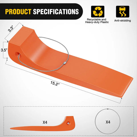 Heavy Duty Wrecker Tire Skids 4 Pack Low Friction Rolling Mats For Flatbed Recovery Gear Locked Wheel Towing Street Ready 4000 Pound Load Rating Orange Tow Gear detailed specifications with dimensions.