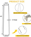 Diagram showing the dimensions and features of 6 Inch Galvanized Landscape Staples 300 Pack U Shaped Garden Stakes Rust Proof Ground Pins