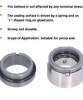 Silicon Carbide Mechanical Seal With 304 Stainless Steel Bellows High Temp Pump Gasket for pump seal, showing durable components.