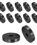 12 Pack Heavy Duty Rubber Spacers 50mm OD 14mm ID 10mm Height Anti Vibration Bushings shown from above, featuring thick oil resistant grommets.