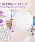 Professional Nail Dust Collector With Universal Table Mount And Tilt Adjustable Arm, filter for gel acrylic dust removal, easy to clean.