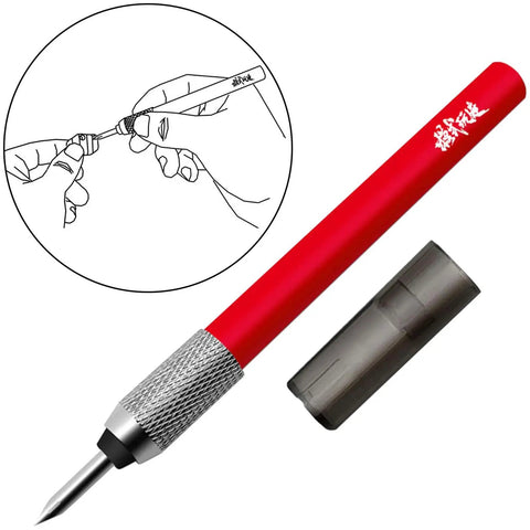 Professional Panel Line Pen And Infiltration Marker For Scale Plastic Model Kits Durable Quick Drying Tip, red handle with silver tip.
