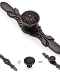 10 Pack Oil Rubbed Bronze Cabinet Knobs With Matching Backplates Heavy Duty Zinc Alloy Flower Hardware For Kitchen And Bedroom Drawers That Gonna Freshen Up Your Space Real Quick - Ornate flower design with plate.