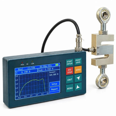 Hella Accurate Digital Dynamometer Force Gauge Remote S Beam Load Cell with touchscreen and sensor for precise measurements.