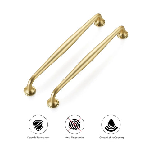 Top Tier Brushed Gold Cabinet Handles And Solid Metal Pulls For Kitchen Drawers 7 1/2 Inches Center To Center 10 Pack with sleek design.