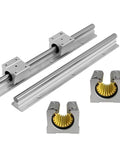 Hella Smooth SBR40UU 40MM Linear Motion Kit Featuring Two 1500MM Shafts And Four Aluminum Bearing Sliders For CNC Routers, showcasing aluminum sliders and rails.