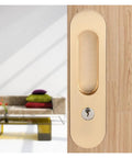 Rock Solid Zinc Alloy Keyed Sliding Barn Door Lock Handle For Wood Double Doors Heavy Duty Hardware on door with keyhole.