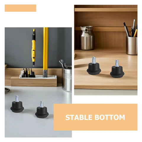 Rock Solid Office Chair Replacement Wheels And Bell Glides Heavy Duty Floor Savers For Hardwood Smooth Rolling Casters 10 Pack on a work desk.