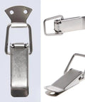 Spring Loaded Toggle Hasp Latch for Cabinets and Storage Boxes with Rock Solid Anti Rust Build showing multiple angles and details.