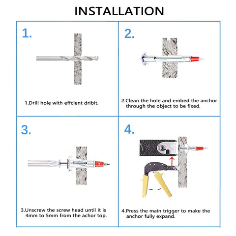 Installation guide for Zinc Plated Steel Hollow Wall Anchor Screws Kit For Drywall 40 Pcs Molly Bolts Fasteners Set With Two Sizes
