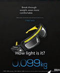 Rechargeable LED Lighted Glasses With Motion Sensor And Touch Control Five Mode Hands Free Headlight Eyewear For Night Running Camping And Cycling USB C Trail Ready Glasses Built Different And Shine Bright showing lightweight design with yellow accents.