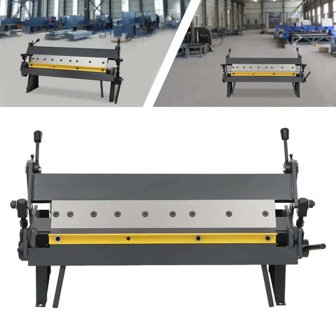 24-Inch Sheet Metal Hand Brake For 20 Gauge Mild Steel, Box And Pan Brake with removable fingers in workshop setting.