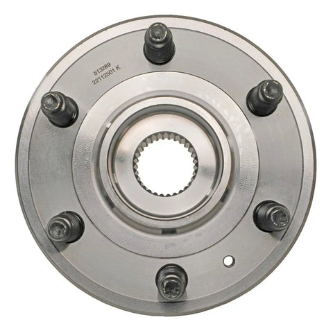 Four Piece Front And Rear Wheel Bearing Hub Assembly Kit Heavy Duty Build For Smooth Cruising Perfect Plug And Play Swap Fits Saab 9-4X And Cadillac SRX 2010 Through 2016 Models Effortlessly top view of hub assembly with six bolt holes