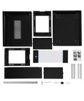 Heavy-Duty Badass 4U Wall Mount Network Rack Cabinet With Lockable Tempered Glass Door parts layout including rack panels and accessories.