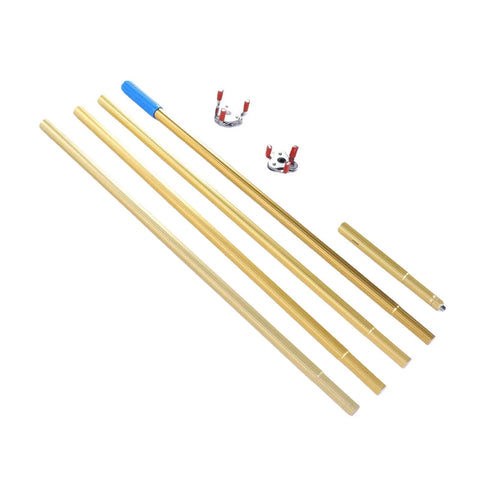 Telescoping Smoke Detector Removal Tool For High Ceilings and Fire Alarm Takedown includes four aluminum poles and two attachments.