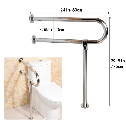 Heavy Duty 304 Stainless Steel Bathroom Handrail Tough As Nails Grab Bar for Wheelchair Accessibility, dimensions 24in x 29.5in.