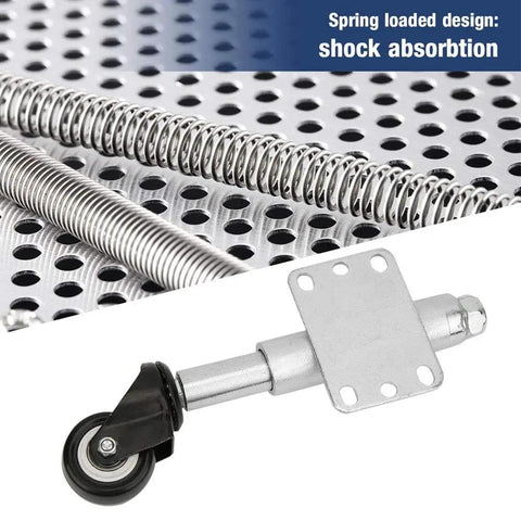 Heavy Duty 2 Inch PU Gate Wheels With Brake Smooth Gliding Spring Loaded Swivel Casters Shock Absorbing and Built Tough components including spring and bracket.