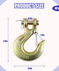 Three Eighths Inch Heavy Duty Forged Steel Clevis Grab Hook With Latch Set Of Four G70 Tow Chain Hook detailed measurement