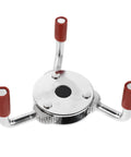 Heavy Duty Stainless Steel Smoke Sensor Disassembly Tool For Quick Transducer Replacement And Hassle Free Home Office Fire Alarm Maintenance Routine, top view with red rubber grips.