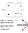 Beefed Up 2 Pack Heavy Duty Glass Door Hinge For Frameless Shower And Cabinet Showcase Clip, dimensions 115mm x 90mm.