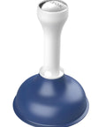 Heavy Duty Mini Sink Plunger With Short Handle Creates Solid Suction to rip through stubborn clogs in blue rubber for kitchen use.