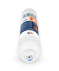 Slick Inline Activated Carbon Water Filter For Refrigerator And Icemaker With Quick Connect Fit For Standard One Fourth Inch Tubing showing end view with blue connector.