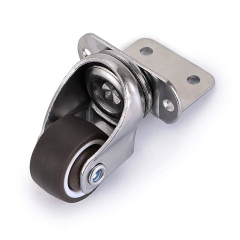 Four Pack 1 Inch Side Mounting Casters With TPE Swivel Plated Wheels L Shaped Mute Wheel close-up view