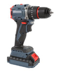 No Fuss Cordless Drill Kit Packing A Smooth Brushless Motor, 1500 Rpm Guts, Badass 45 Nm Torque To Chuck Through Wood And Plastic Effortlessly For Lazy Weekend Remodeling And Slick Diy Projects Us Plug Setup side view with grip and chuck.