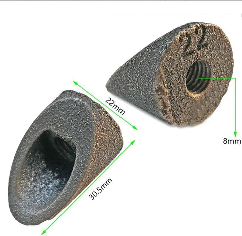 Close-up of Quill Stem Wedge Nut Replacement Adapter Set For M8 Thread, 22.2mm And 25.4mm Fit showing threaded metal design.