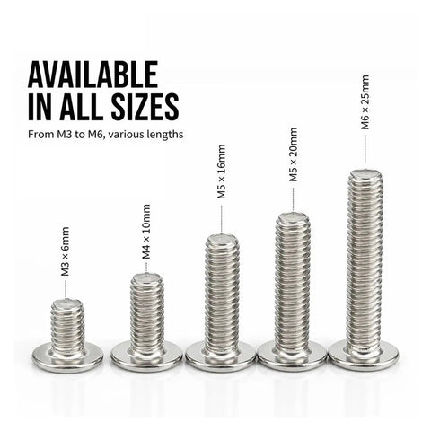 Ultra Low Profile Hex Socket Machine Screws In Tough 304 Stainless Steel Sizing From M2 To M6 For Hella Tight Clearance Fits, various lengths shown.