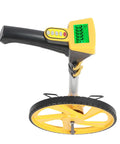 Digital Measuring Wheel With Backlit LCD Display That Swaps Quick Between Feet And Meters Rocking Simple Push Buttons for quick measurements.