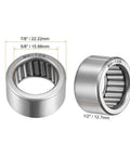 Badass Full Complement Needle Roller Bearing With Drawn Cup Open Design Five Eighths Inch Bore and Seven Eighths Inch Outside Diameter.