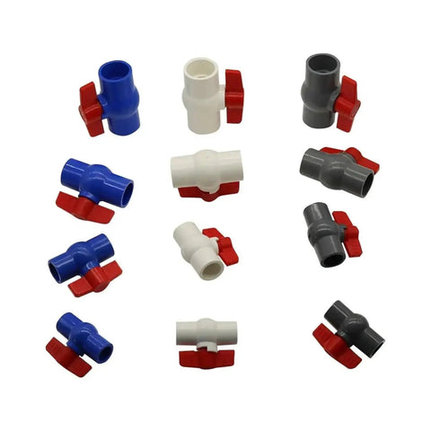 Top Shelf White UPVC Ball Valve With Forty Millimeter Inner Diameter For Quick Plumbing Pipe Switch Swap And Tight Glued Joint Fits That Give You Hella Smooth Flow And Stay Dead Tight Against Leaks For Your Everyday Home Fix Up Tasks in various colors and designs.