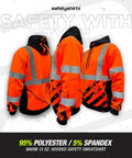 American Grit High Visibility Hoodie For Men, Class 3 Type R, ANSI ISEA 107-2020, Heavy Duty Polyester, Orange, X Large, Roadwork