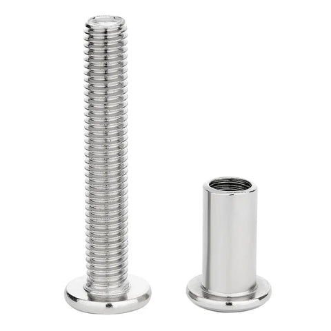 Twenty Five Piece Pack Of Silver M8X50mm High Grade Carbon Steel Wood Screws Built For Thick Timber Diy Cabinetry And Tough Home Fixes With Wicked Strong Hold And Dead Simple Installation, showcasing a threaded screw and locking barrel.