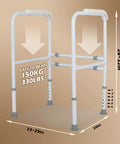 Foldable Toilet Safety Rails With Adjustable Stability Frame Built Damn Tough For Sit And Stand Mobility Real Deal Secure Support 300 Pound Weight Limit Hassle Free Universal Fit, 28-32in height.
