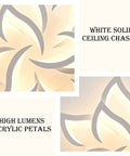 Close-up of the Modern 10 Head Dimmable LED Ceiling Light with remote control, metal and acrylic petal design, high lumens.