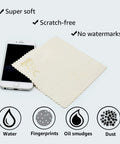 VIPbuy 4-pack natural chamois cleaning cloths, 6x6 in, for glasses, cameras, phones, screens.