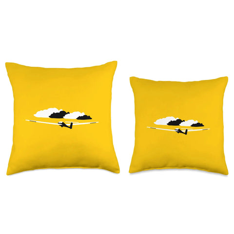 Throw Pillow With Glider And Pilot Theme Dope Plane Vibe Double Sided Soaring Glider Artwork For Couch Or Bed Airport Thermals