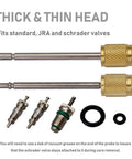 Air Conditioning Valve Core Remover And Installer Tool Set For R134A And R1234YF with thick and thin heads and valve parts