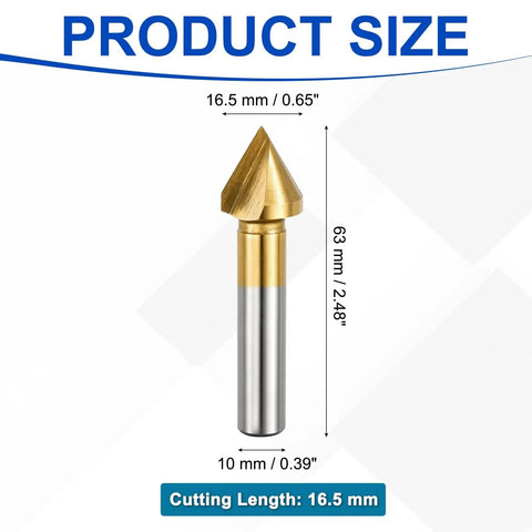 Slick And Sharp 60 Degree Countersink Drill Bit 16.5mm Premium Cobalt Steel showing size dimensions and cutting length.