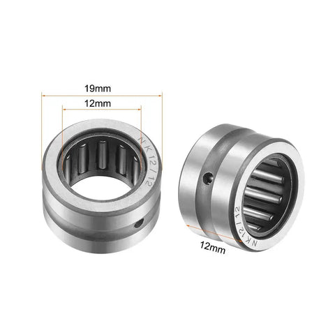 NK12/12 Needle Roller Bearing No Inner Ring 12 mm Bore 19 mm OD 12 mm Width showing precision machined robust construction.